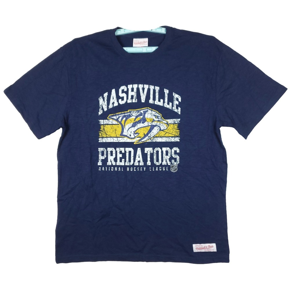 Nashville Predators Mitchell & Ness Large‎ Shirt Distressed Team Logo Navy New